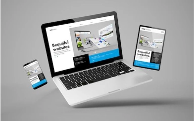 Responsive website interface mockup displaying user dashboard statistics